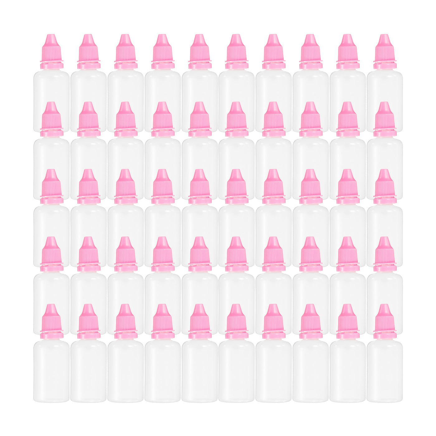 Harfington 30ml Liquid Dropper Bottle, 50 Pack PE Squeezable Dropping Eye Dropper Container with PP Cap for Home Travel, Pink