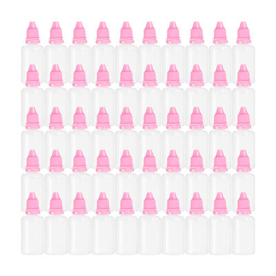 Harfington 30ml Liquid Dropper Bottle, 50 Pack PE Squeezable Dropping Eye Dropper Container with PP Cap for Home Travel, Pink