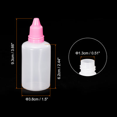 Harfington 50ml Liquid Dropper Bottle, 10 Pack PE Squeezable Dropping Eye Dropper Container with PP Cap for Home Travel, Pink