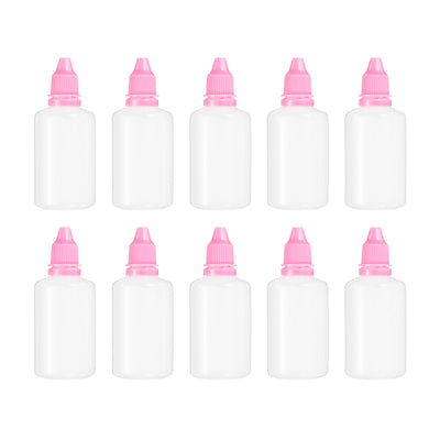 Harfington 50ml Liquid Dropper Bottle, 10 Pack PE Squeezable Dropping Eye Dropper Container with PP Cap for Home Travel, Pink