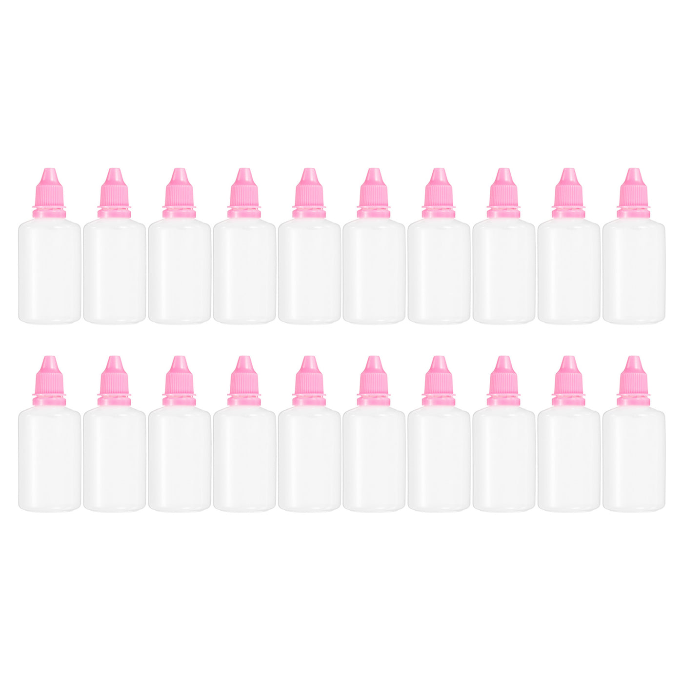 Harfington 50ml Liquid Dropper Bottle, 20 Pack PE Squeezable Dropping Eye Dropper Container with PP Cap for Home Travel, Pink