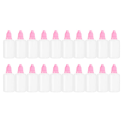 Harfington 50ml Liquid Dropper Bottle, 20 Pack PE Squeezable Dropping Eye Dropper Container with PP Cap for Home Travel, Pink