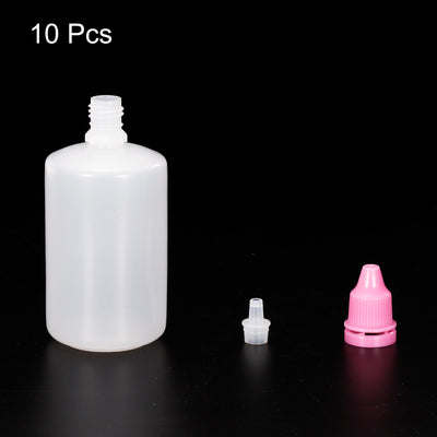 Harfington 100ml Liquid Dropper Bottle, 10 Pack PE Squeezable Dropping Eye Dropper Container with PP Cap for Home Travel, Pink