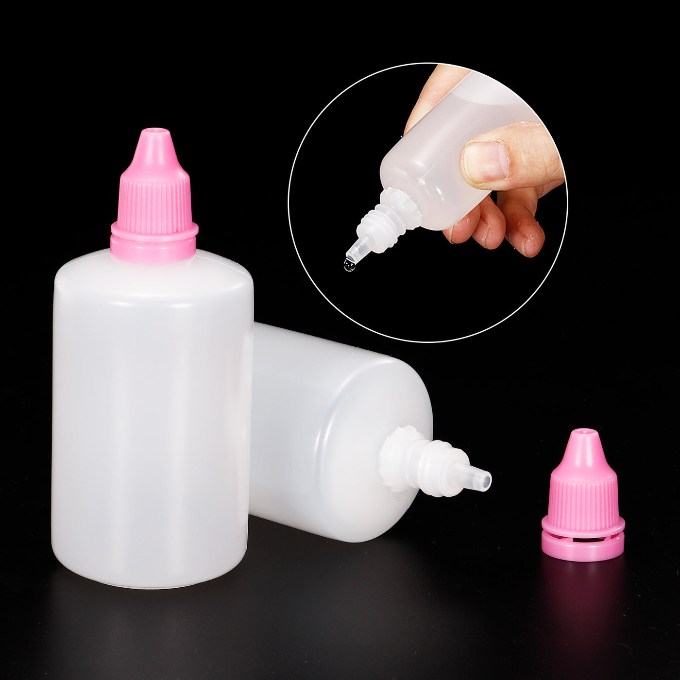 Harfington 100ml Liquid Dropper Bottle, 10 Pack PE Squeezable Dropping Eye Dropper Container with PP Cap for Home Travel, Pink