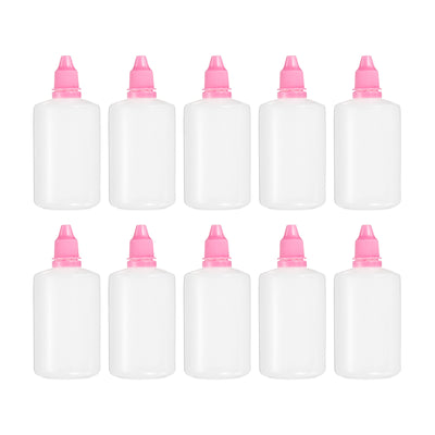 Harfington 100ml Liquid Dropper Bottle, 10 Pack PE Squeezable Dropping Eye Dropper Container with PP Cap for Home Travel, Pink