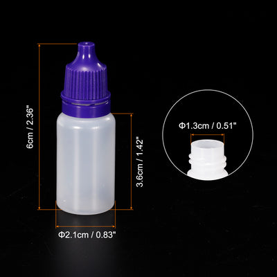 Harfington 10ml Liquid Dropper Bottle, 20 Pack PE Squeezable Dropping Eye Dropper Container with PP Cap for Home Travel, Purple