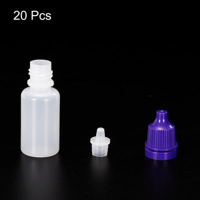 Harfington 10ml Liquid Dropper Bottle, 20 Pack PE Squeezable Dropping Eye Dropper Container with PP Cap for Home Travel, Purple