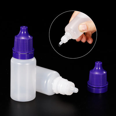 Harfington 10ml Liquid Dropper Bottle, 20 Pack PE Squeezable Dropping Eye Dropper Container with PP Cap for Home Travel, Purple