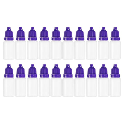 Harfington 10ml Liquid Dropper Bottle, 20 Pack PE Squeezable Dropping Eye Dropper Container with PP Cap for Home Travel, Purple