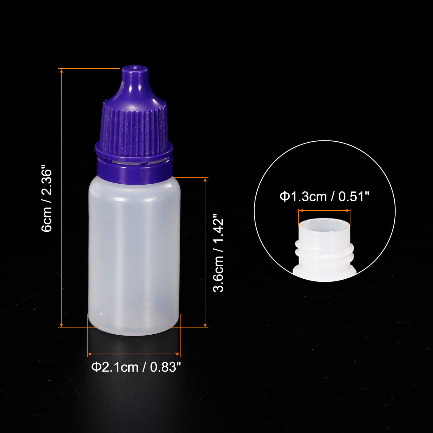 Harfington 10ml Liquid Dropper Bottle, 50 Pack PE Squeezable Dropping Eye Dropper Container with PP Cap for Home Travel, Purple