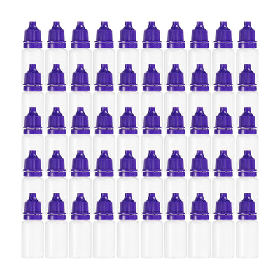 Harfington 10ml Liquid Dropper Bottle, 50 Pack PE Squeezable Dropping Eye Dropper Container with PP Cap for Home Travel, Purple