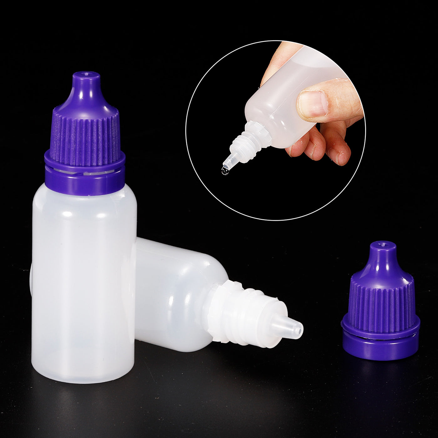 Harfington 15ml Liquid Dropper Bottle, 20 Pack PE Squeezable Dropping Eye Dropper Container with PP Cap for Home Travel, Purple