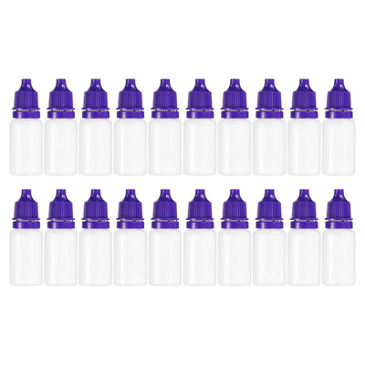 Harfington 15ml Liquid Dropper Bottle, 20 Pack PE Squeezable Dropping Eye Dropper Container with PP Cap for Home Travel, Purple