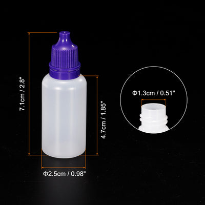 Harfington 20ml Liquid Dropper Bottle, 50 Pack PE Squeezable Dropping Eye Dropper Container with PP Cap for Home Travel, Purple