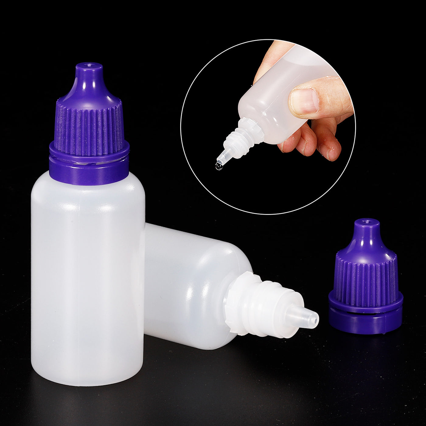 Harfington 20ml Liquid Dropper Bottle, 50 Pack PE Squeezable Dropping Eye Dropper Container with PP Cap for Home Travel, Purple