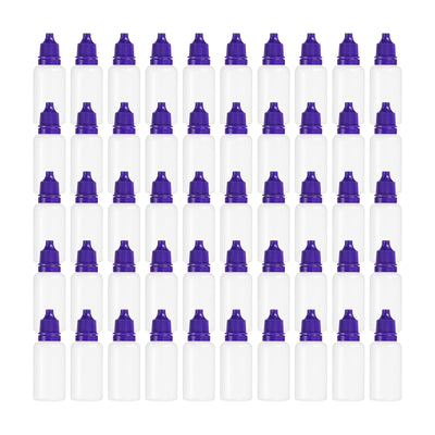 Harfington 20ml Liquid Dropper Bottle, 50 Pack PE Squeezable Dropping Eye Dropper Container with PP Cap for Home Travel, Purple