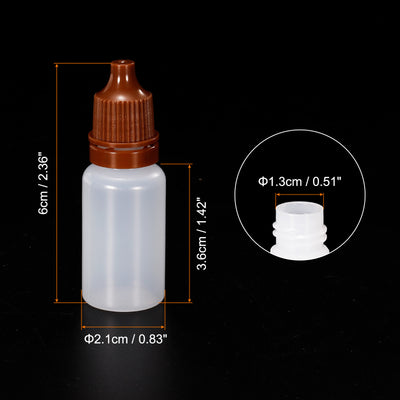 Harfington 10ml Liquid Dropper Bottle, 20 Pack PE Squeezable Dropping Eye Dropper Container with PP Cap for Home Travel, Coffee