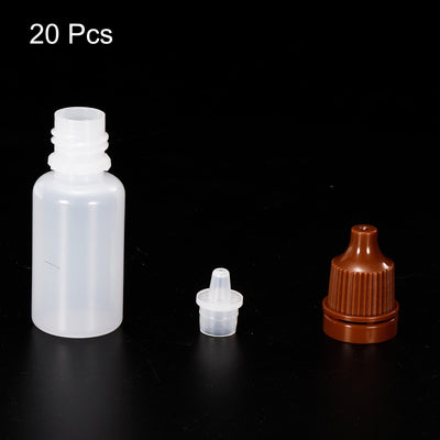 Harfington 10ml Liquid Dropper Bottle, 20 Pack PE Squeezable Dropping Eye Dropper Container with PP Cap for Home Travel, Coffee