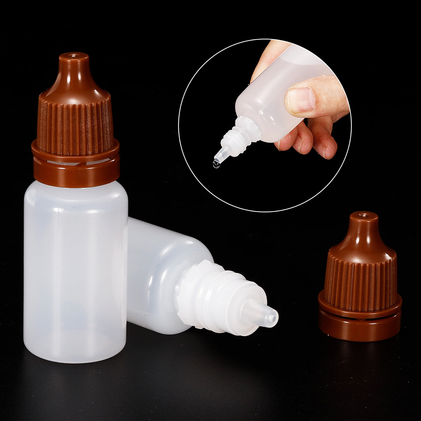 Harfington 10ml Liquid Dropper Bottle, 20 Pack PE Squeezable Dropping Eye Dropper Container with PP Cap for Home Travel, Coffee