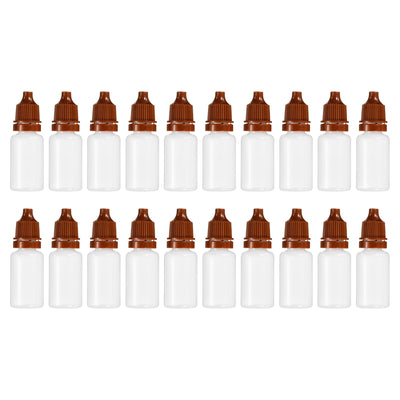 Harfington 10ml Liquid Dropper Bottle, 20 Pack PE Squeezable Dropping Eye Dropper Container with PP Cap for Home Travel, Coffee