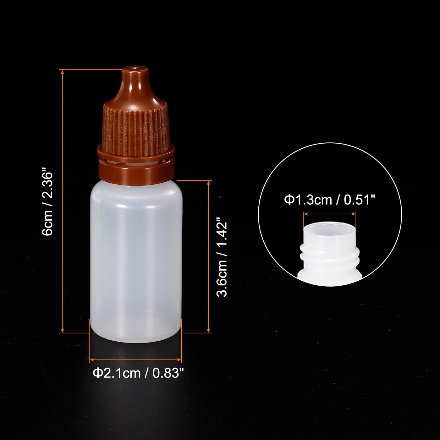 Harfington 10ml Liquid Dropper Bottle, 50 Pack PE Squeezable Dropping Eye Dropper Container with PP Cap for Home Travel, Coffee