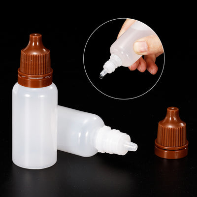 Harfington 15ml Liquid Dropper Bottle, 20 Pack PE Squeezable Dropping Eye Dropper Container with PP Cap for Home Travel, Coffee