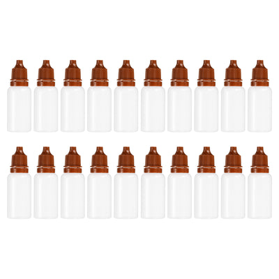 Harfington 15ml Liquid Dropper Bottle, 20 Pack PE Squeezable Dropping Eye Dropper Container with PP Cap for Home Travel, Coffee