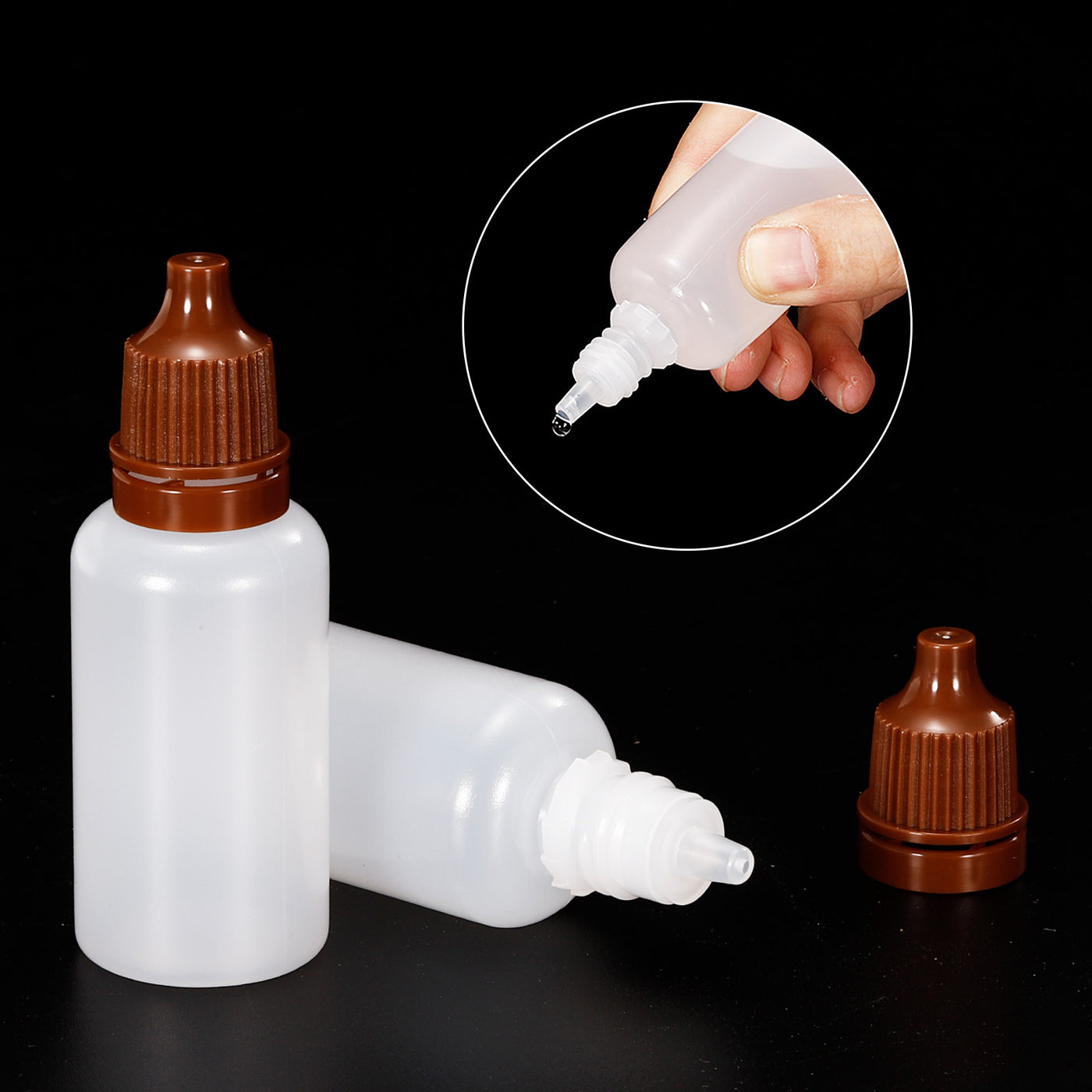 Harfington 20ml Liquid Dropper Bottle, 20 Pack PE Squeezable Dropping Eye Dropper Container with PP Cap for Home Travel, Coffee