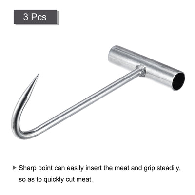 Harfington Uxcell 8"(200mm) T-Handle Meat Boning Hook, Galvanized T Hooks for Kitchen Butcher Shop Restaurant 3Pcs