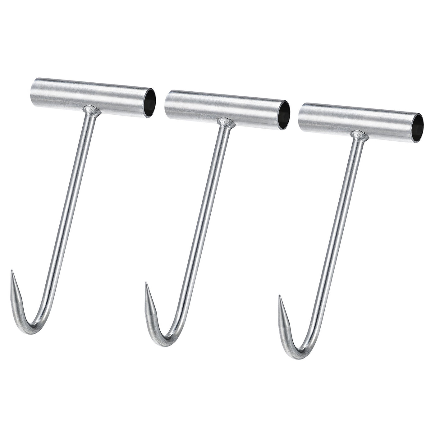 uxcell Uxcell 8"(200mm) T-Handle Meat Boning Hook, Galvanized T Hooks for Kitchen Butcher Shop Restaurant 3Pcs