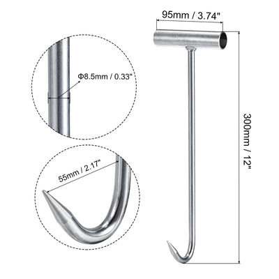 Harfington Uxcell 12"(300mm) T-Handle Meat Boning Hook, Galvanized T Hooks for Kitchen Butcher Shop Restaurant 3Pcs