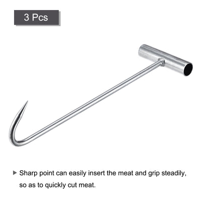 Harfington Uxcell 12"(300mm) T-Handle Meat Boning Hook, Galvanized T Hooks for Kitchen Butcher Shop Restaurant 3Pcs