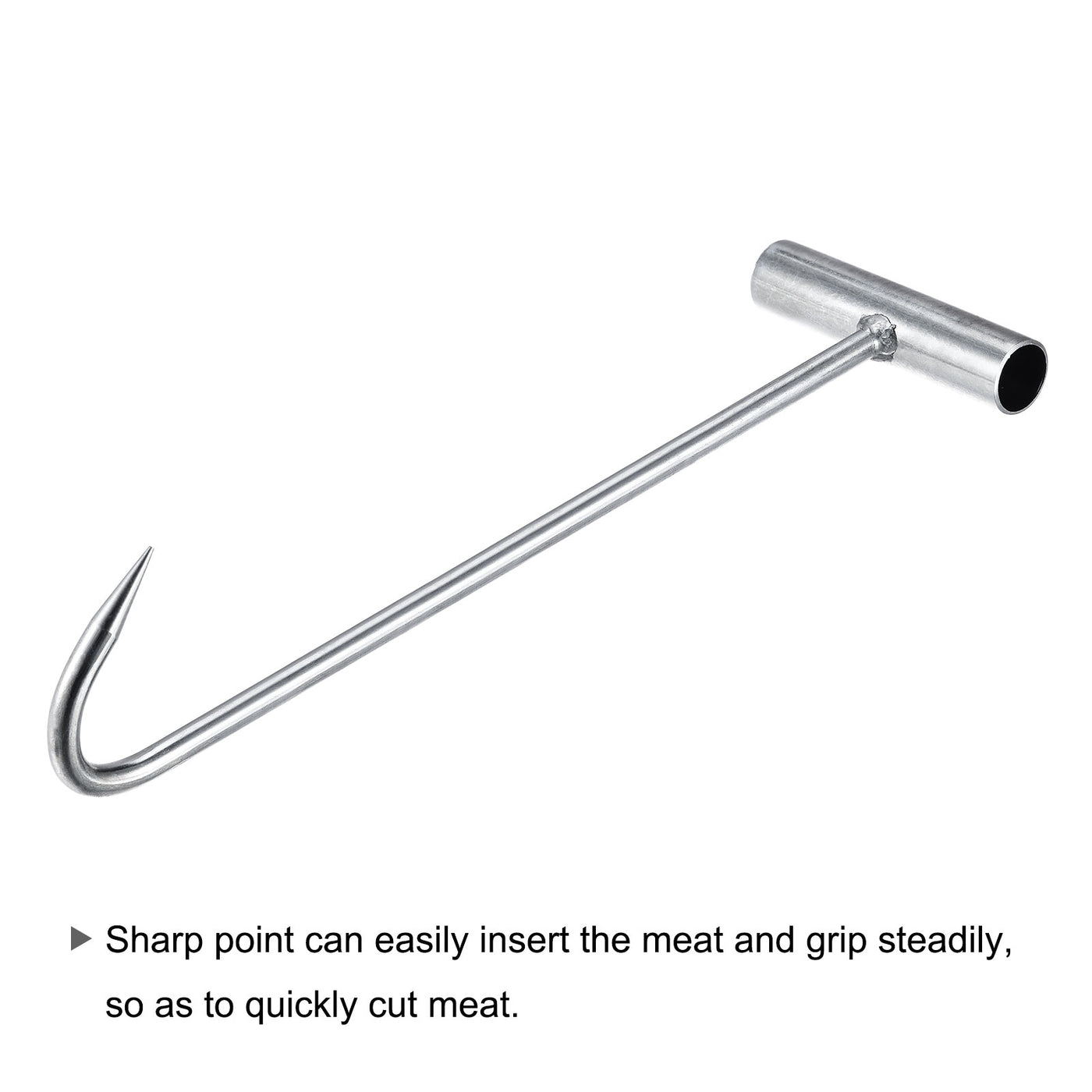 uxcell Uxcell 12"(300mm) T-Handle Meat Boning Hook, Galvanized T Hooks for Kitchen Butcher Shop Restaurant