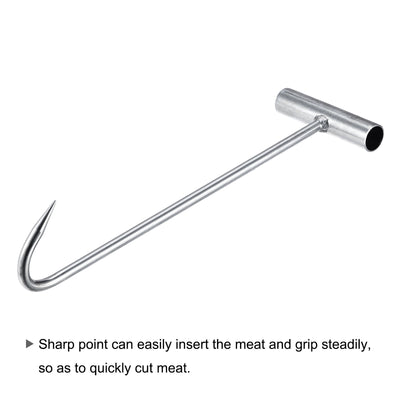 Harfington Uxcell 12"(300mm) T-Handle Meat Boning Hook, Galvanized T Hooks for Kitchen Butcher Shop Restaurant