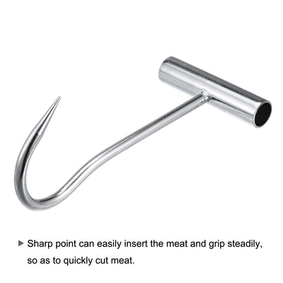 Harfington Uxcell 8"(200mm) T-Handle Meat Boning Hook, Galvanized Curved T Hooks