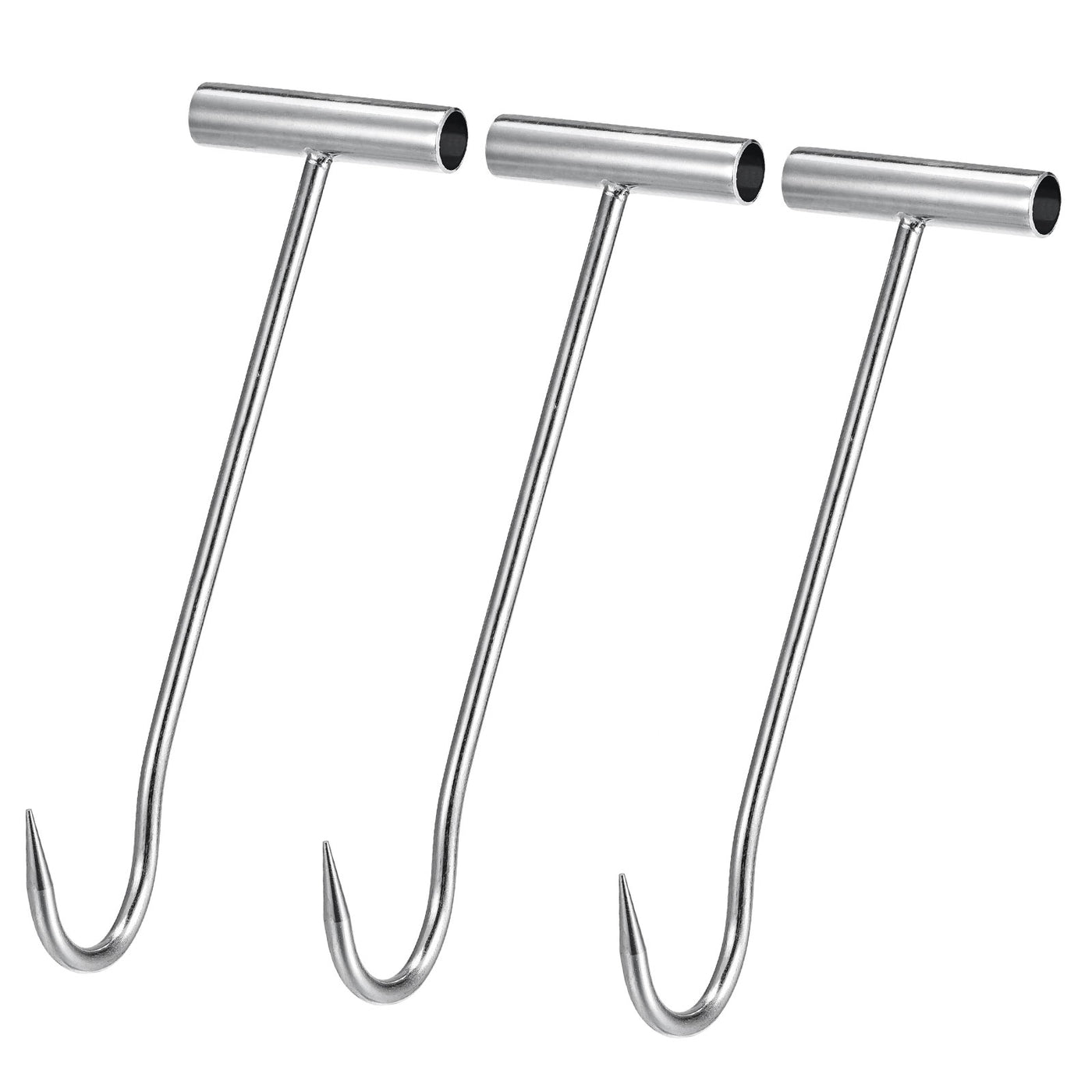 uxcell Uxcell 12"(300mm) T-Handle Meat Boning Hook, Galvanized Curved T Hooks for Kitchen Butcher Shop Restaurant 3Pcs