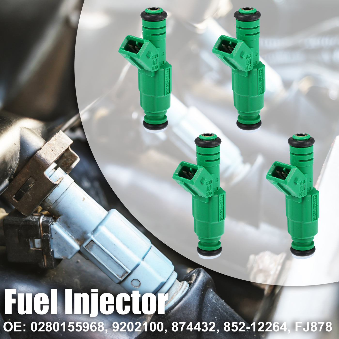 X AUTOHAUX 4pcs 0280155968 No.9202100 Fuel Injector for Volvo C70 2.3T Convertible 98-04 for Volvo S60 2.3T 01-04 2.5T 03-09 for Volvo V70 2.3T 98-04