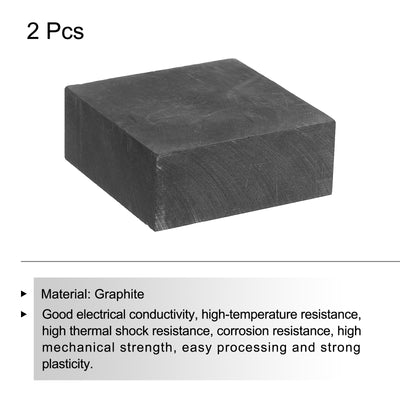 Harfington Graphite Block Ingot Rectangle Graphite Electrode Plate Board 50x50x20mm for Melting Casting, Electrolysis Electroplating, Pack of 2