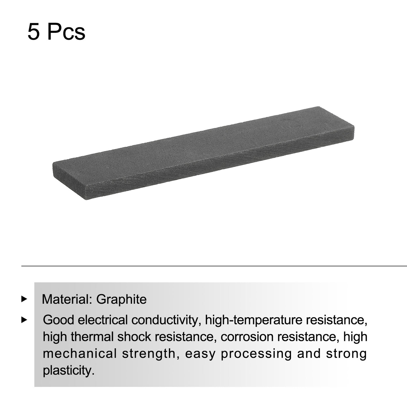 Harfington Graphite Block Ingot Rectangle Graphite Electrode Plate Board 100x20x5mm for Melting Casting, Electrolysis Electroplating, Pack of 5