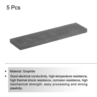 Harfington Graphite Block Ingot Rectangle Graphite Electrode Plate Board 100x25x5mm for Melting Casting, Electrolysis Electroplating, Pack of 5