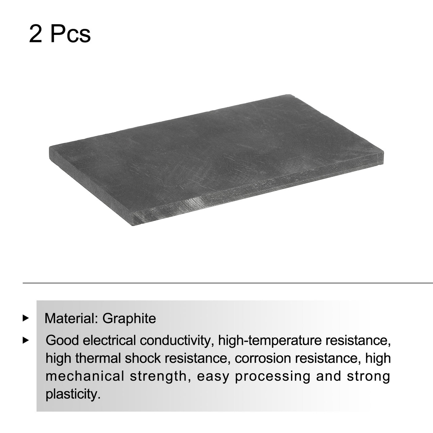 Harfington Graphite Block Ingot Rectangle Graphite Electrode Plate Board 100x60x5mm for Melting Casting, Electrolysis Electroplating, Pack of 2