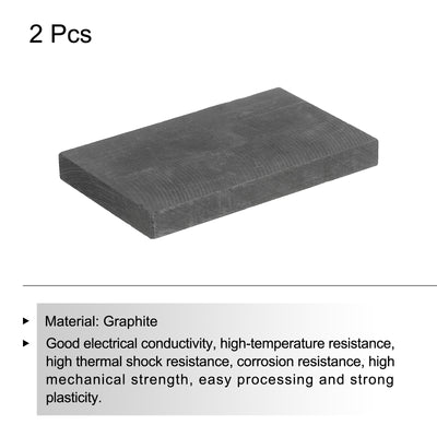 Harfington Graphite Block Ingot Rectangle Graphite Electrode Plate Board 76.5x47.5x8mm for Melting Casting, Electrolysis Electroplating, Pack of 2