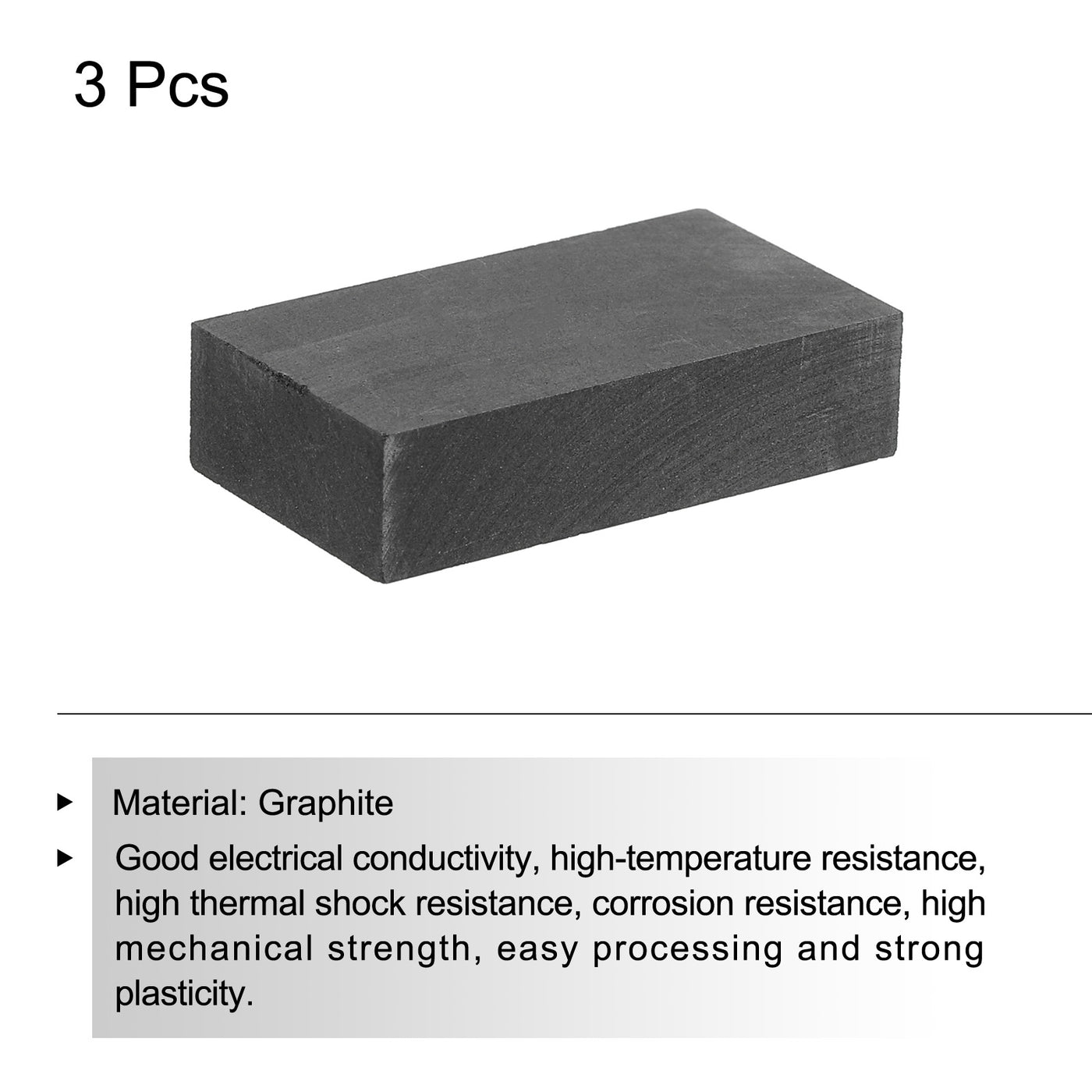 Harfington Graphite Block Ingot Rectangle Graphite Electrode Plate Board 40x22x10mm for Melting Casting, Electrolysis Electroplating, Pack of 3