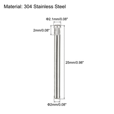 Harfington Uxcell 2x25mm 304 Stainless Steel Dowel Pins, 20Pcs Knurled Head Flat End Dowel Pin