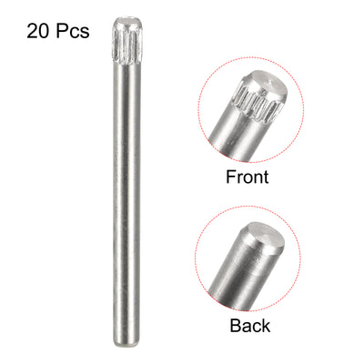 Harfington Uxcell 2x25mm 304 Stainless Steel Dowel Pins, 20Pcs Knurled Head Flat End Dowel Pin