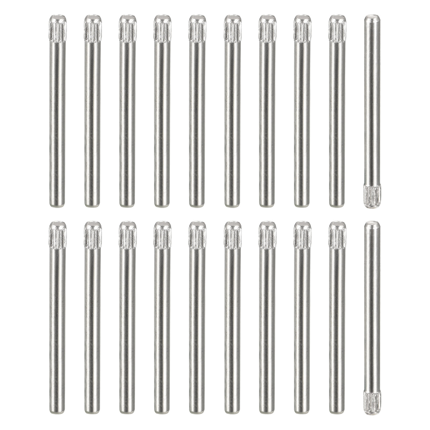 uxcell Uxcell 2x25mm 304 Stainless Steel Dowel Pins, 20Pcs Knurled Head Flat End Dowel Pin