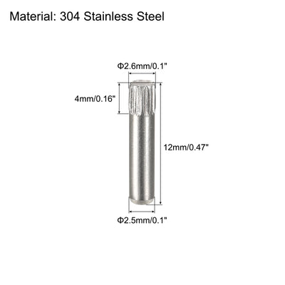 Harfington Uxcell 2.5x12mm 304 Stainless Steel Dowel Pins, 20Pcs Knurled Head Flat End Dowel Pin