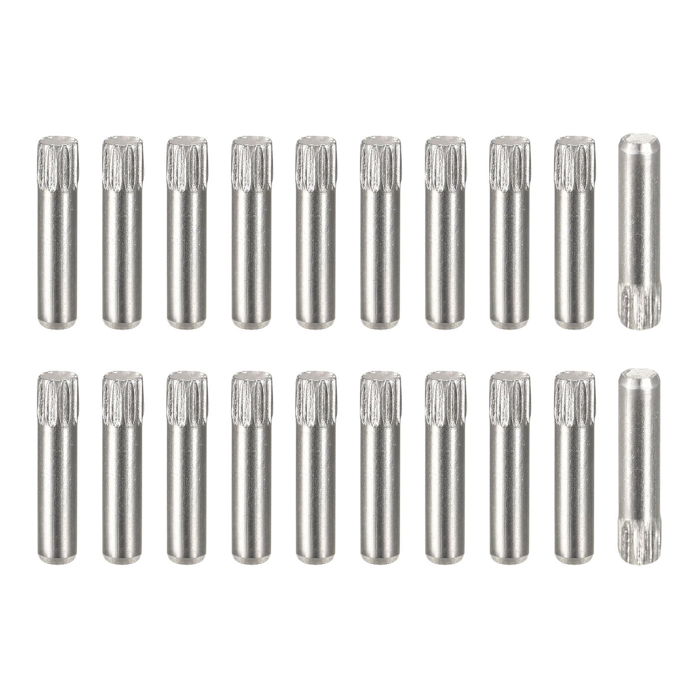 uxcell Uxcell 2.5x12mm 304 Stainless Steel Dowel Pins, 20Pcs Knurled Head Flat End Dowel Pin