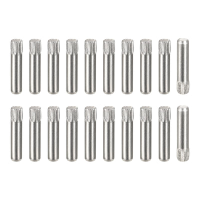 uxcell Uxcell 2.5x12mm 304 Stainless Steel Dowel Pins, 20Pcs Knurled Head Flat End Dowel Pin