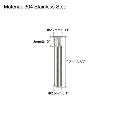 Harfington Uxcell 2.5x16mm 304 Stainless Steel Dowel Pins, 5Pcs Knurled Head Flat End Dowel Pin